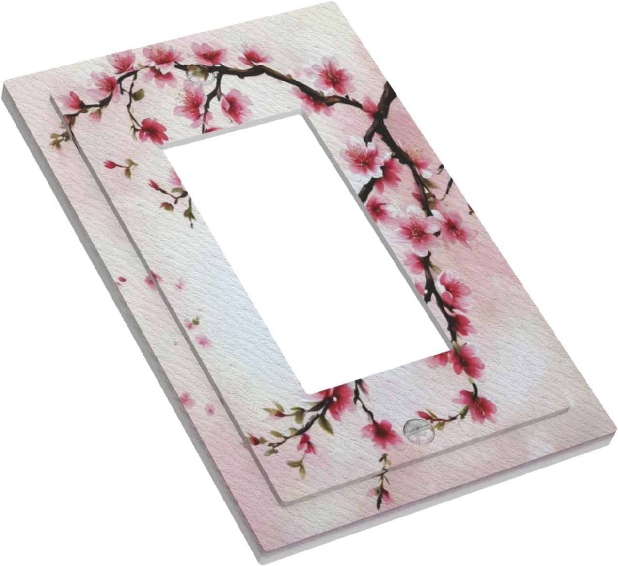 Branch with Pink Flowers Single Decora Outlet Wall Plate 1 Gang Rocker Decorative Switchplate Faceplate GFCI Light Switch Covers for Home Living Decor