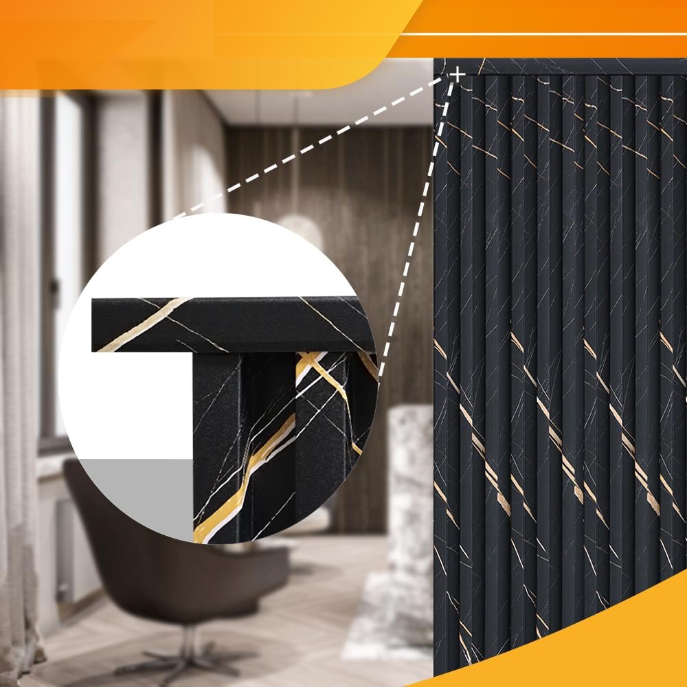 OUZUGIE 8-Pack 57 Inches, WPC Slat Wall Panel Trim,Corner Guard for High Grille (Black Marble)