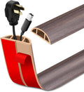 Floor Cord Cover Self Adhesive Cord Hider Floor Extension Cord Covers for Floor Power Cord Protector Cable Management Prevent Cable Trips Cable Cavity 0.47" W x 0.27" H (Brown Walnut Wood, 20Ft)