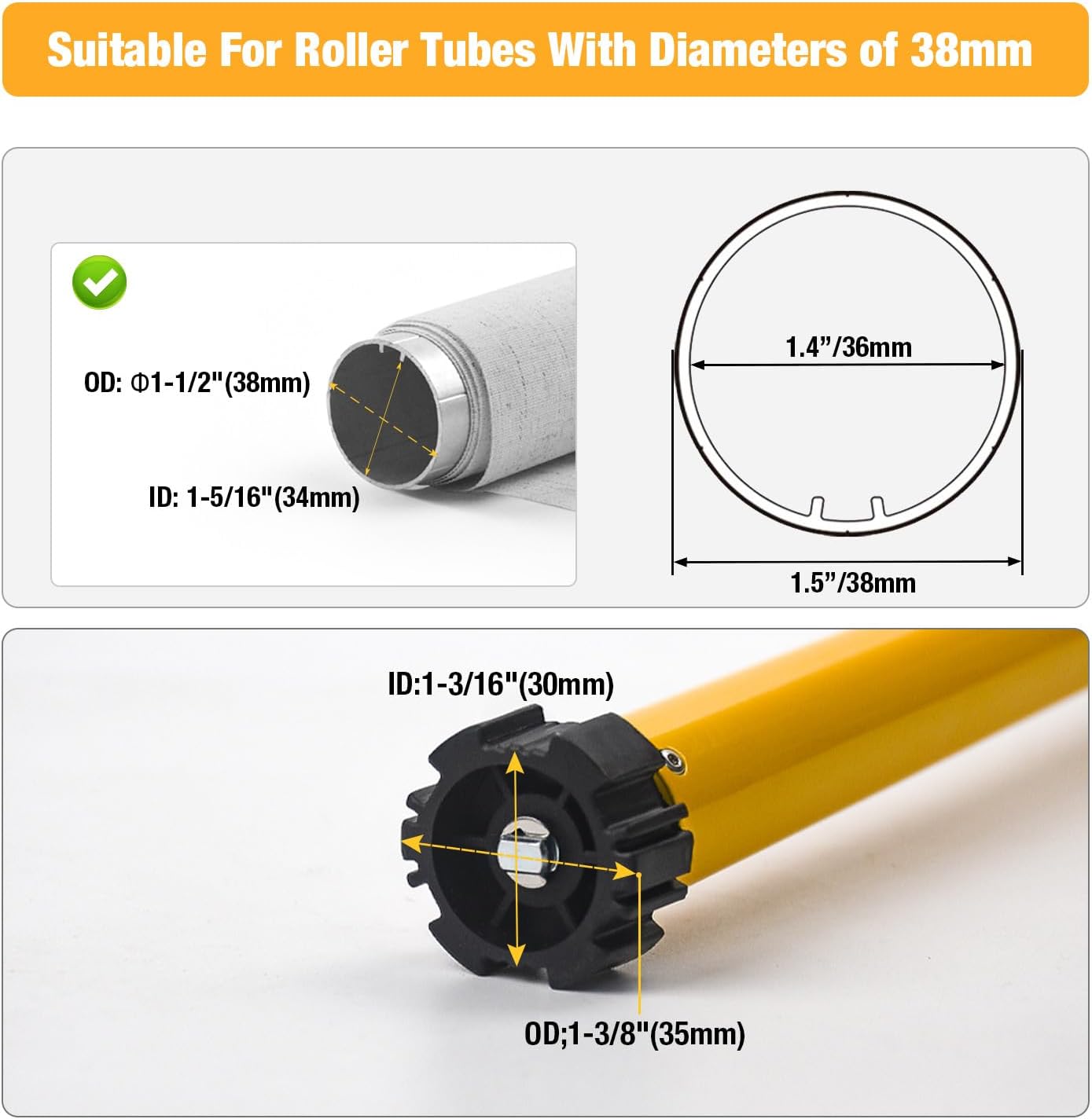 AM25 Zigbee Smart Blinds Motor for 1.5" Shade Tube, Type-C Rechargeable Window Shade Motor, 10 lbs Load Capacity, DIY Motorized Zebra/Roman/Roller Blinds, Compatible with Alexa & Google Home
