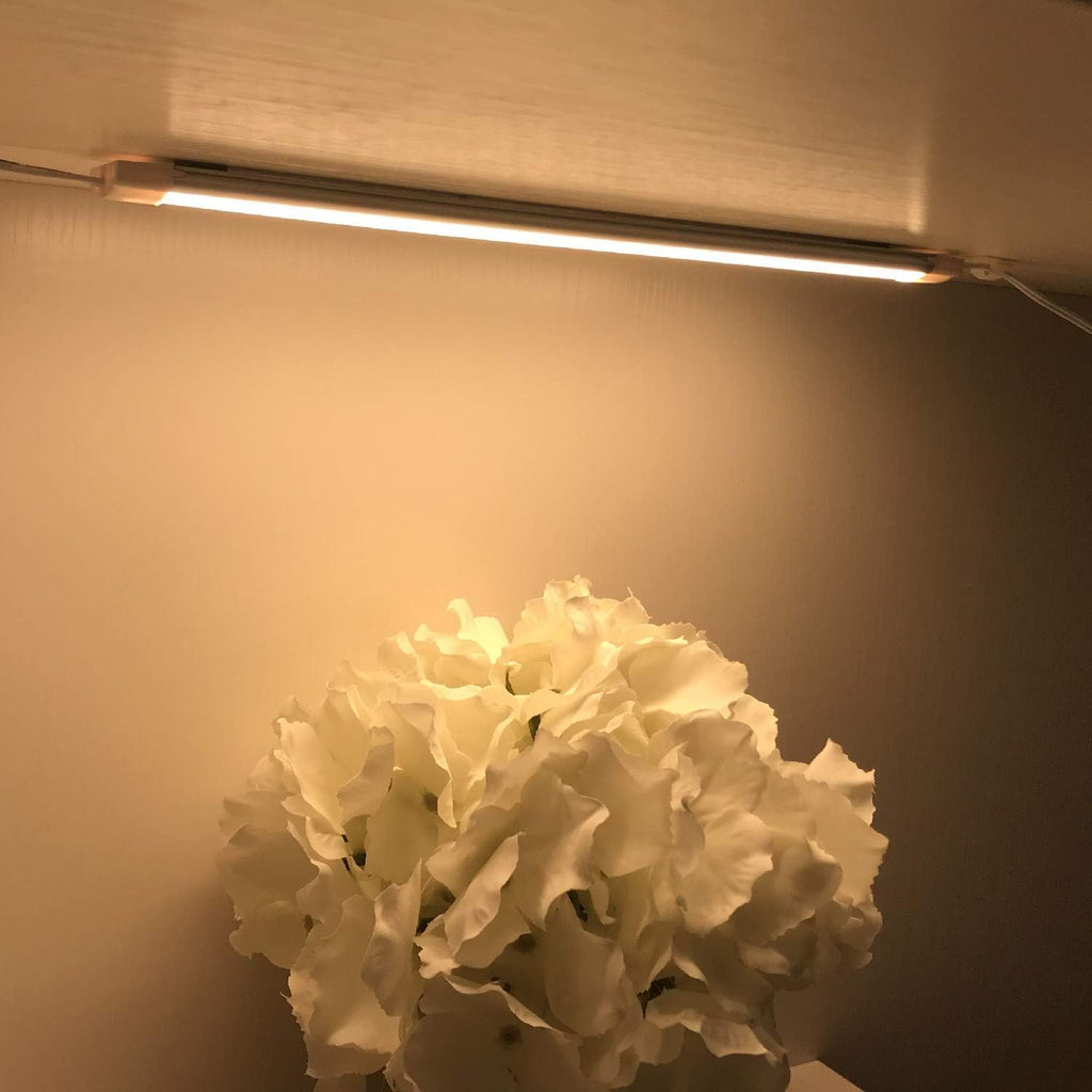 LABOREDUCER LED Under Cabinet Lighting with Plug in 10 Pack,11inch Dimmable LED Under Cabinet Lights with Rotary Dimmer Switch, Warm White Linkable Under Counter Lights for Kitchen (Warm White)