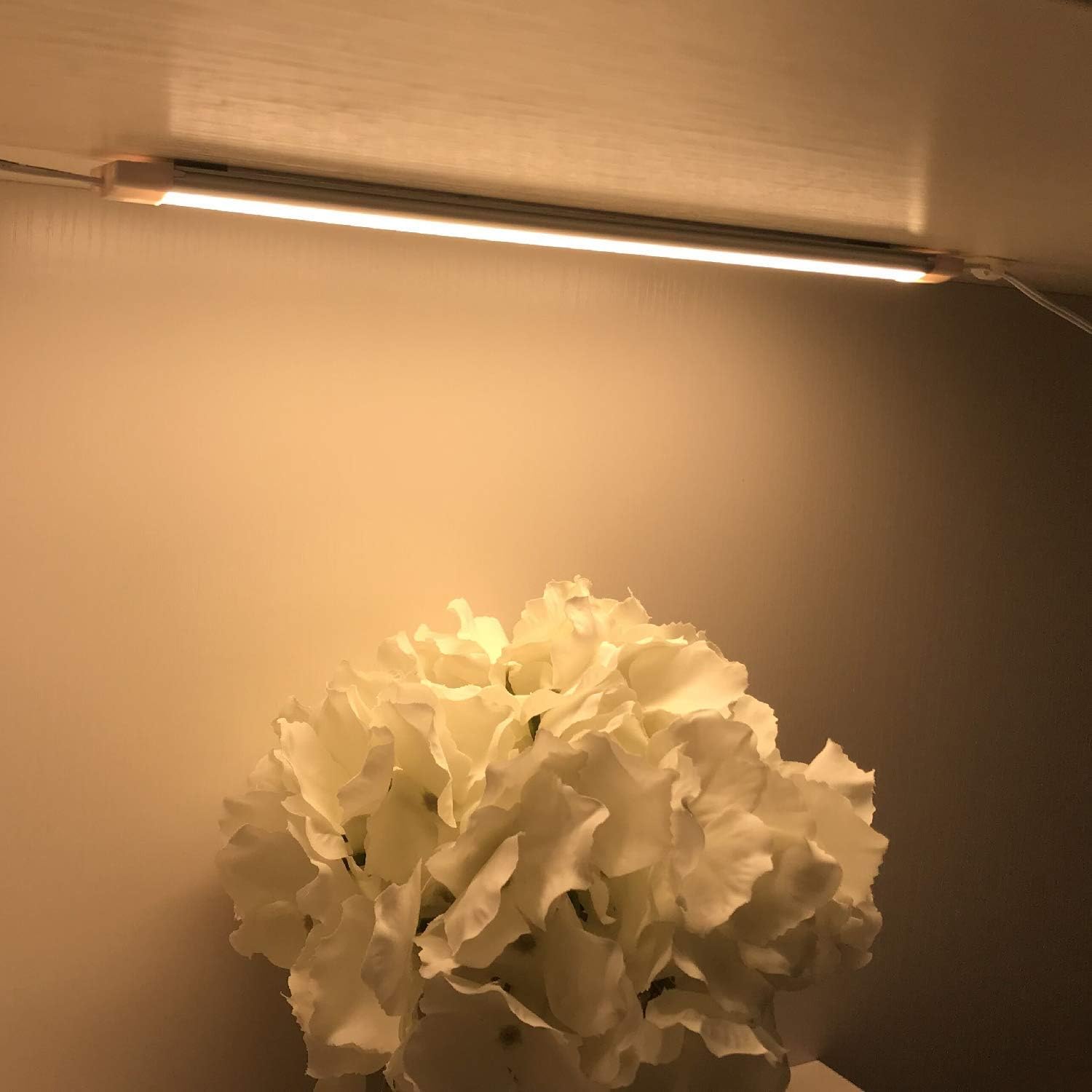 LABOREDUCER LED Under Cabinet Lighting with Plug in 10 Pack,11inch Dimmable LED Under Cabinet Lights with Rotary Dimmer Switch, Warm White Linkable Under Counter Lights for Kitchen (Warm White)