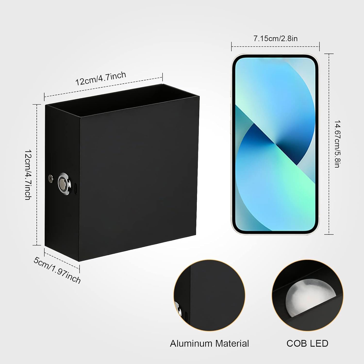 Lightess RGB Battery Operated Wall Sconce with Remote, Dimmable LED Wall Light Rechargeable, Up Down Wall Mount Lights for Hallway Living Room, Black, LG9945887