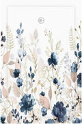 Blue Flora Boho Vintage Flower Golden Leaves Light Switch Cover Plate 1 Gang No Device Blank Electrical Wall Plates Faceplate Decorative Switch Plate Covers for Bedroom Living Room Decor