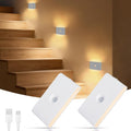 Motion Sensor Night Light, Rechargeable Battery Night Light, 2700K-6500K Magnetic/Stick-on Closet Lights, Dimmable Stair Lights for Bedroom Kitchen Hallway Stairs (2 Pack)