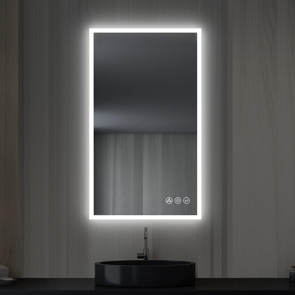 Blossom 21x36 LED Mirror for Bathroom | Backlit LED Vanity Mirror with Anti-Fog, Stepless Dimmable, 3 Color Temperature | Lighted Mirrors for Bathroom Wall | Smart Vanity Makeup Mirror with Lights