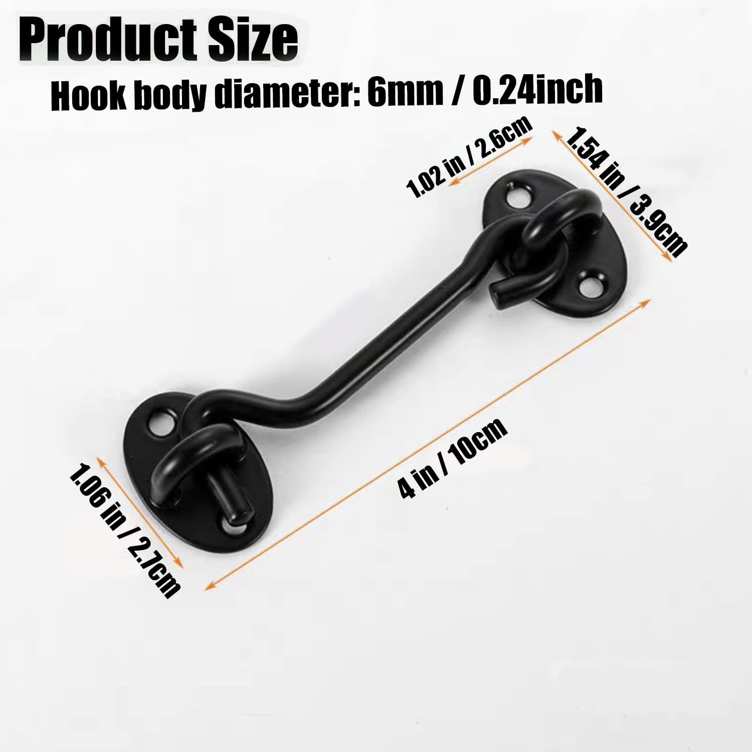 4 Pack Barn Door Latch Door Lock Hardware, Sliding Door Lock Eye Hook Latch with Screws, Rust-Resistant Metal Gate Latch, Privacy Hooks Latch for Inside Door