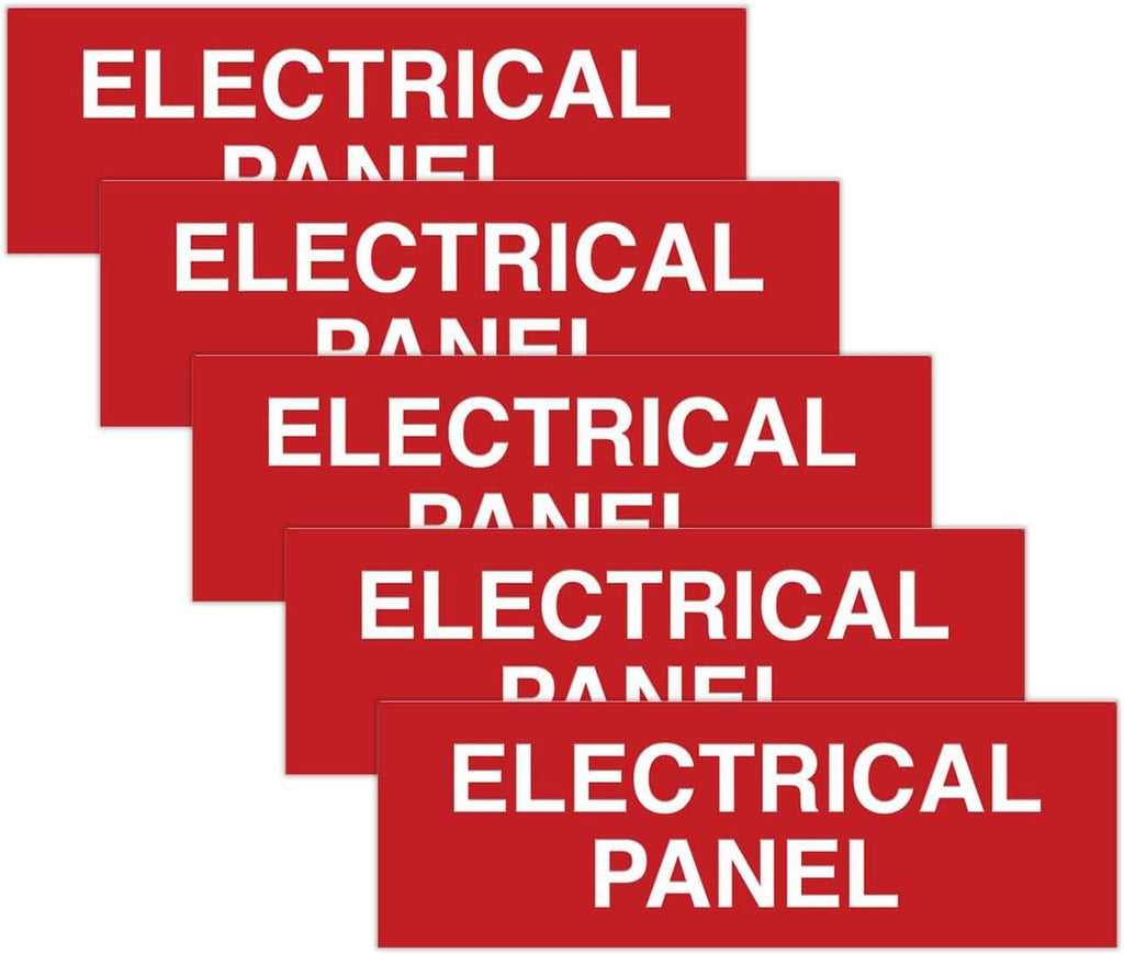 All Quality Basic Electrical Panel Sign - Fire Regulation Safety Compliance Sign Red - Medium (5 Pack)