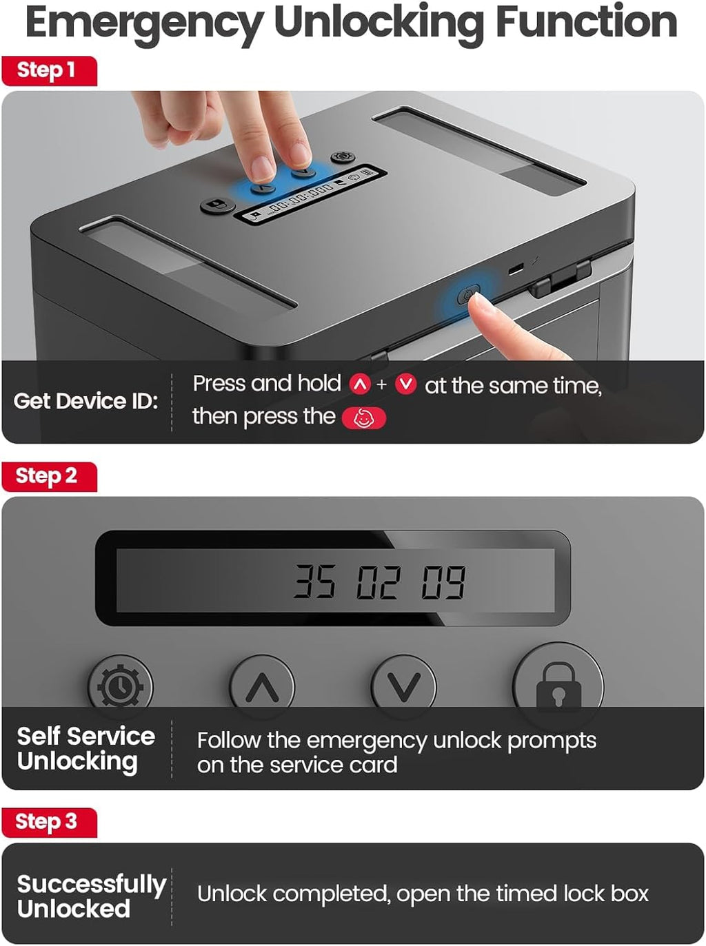 Vaydeer Metal Timed Lock Box, Phone Lockbox with Timer, iPad Safe Container, Self-Control Locker with USB-C Charge,Electronic Device Time Release Jail for Cellphone/Tablet/Medicine/Snack/Alcohol-Large