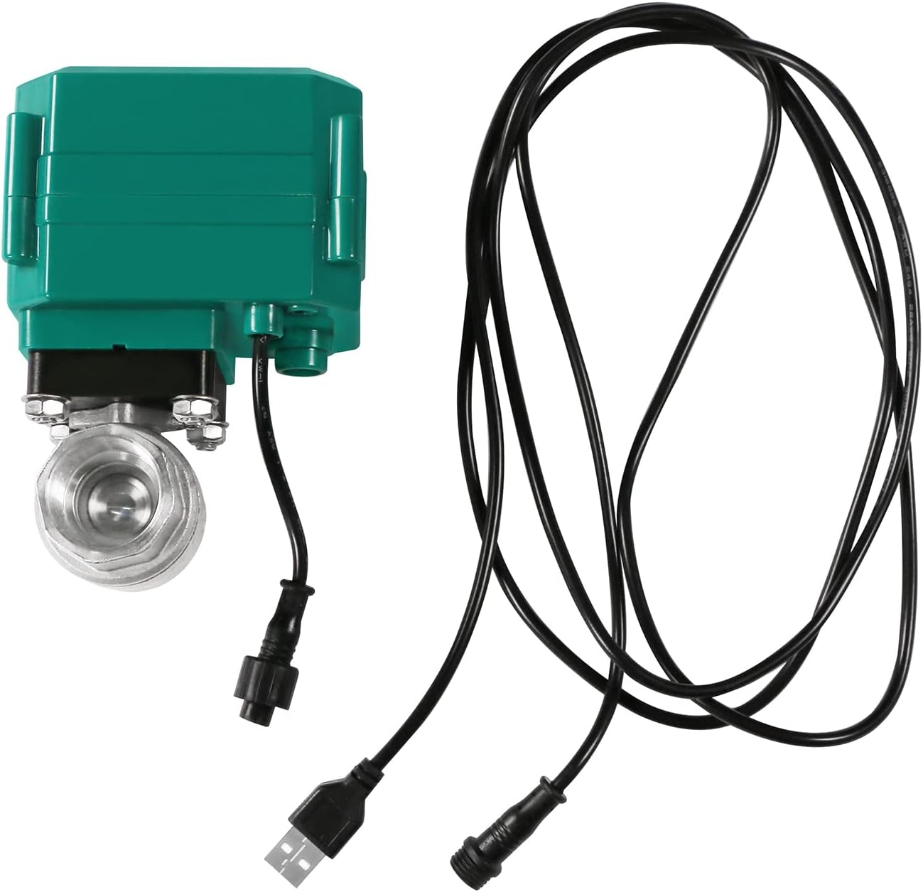 U.S. Solid 3/4" Smart Motorized Ball Valve - Remote App Mobile Control Stainless Steel Electrical Ball Valve with Manual Switch, 5V DC USB Connection