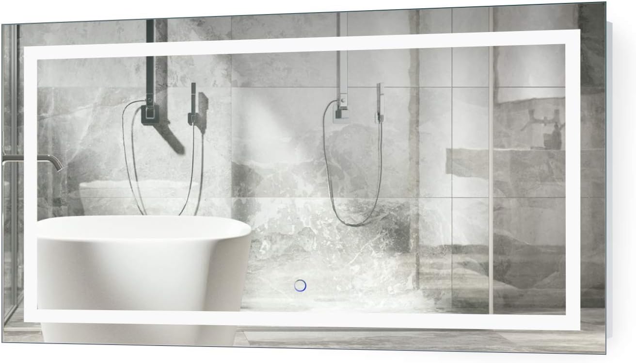 Krugg | 42 Inch X 24 Inch LED Bathroom Mirror | Lighted Vanity Mirror Includes Dimmer & Defogger | Wall Mount Vertical or Horizontal Installation