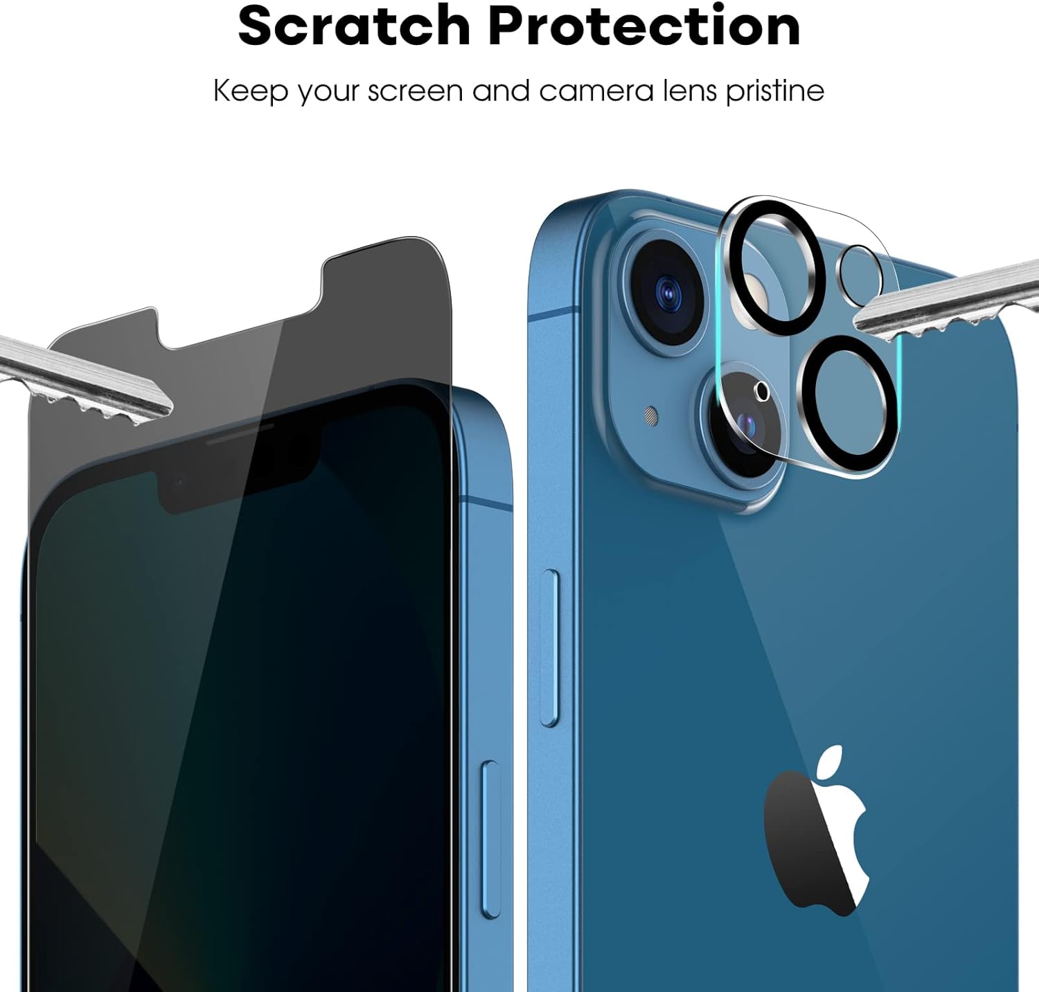 JETech Privacy Screen Protector for iPhone 13 6.1-Inch with Camera Lens Protector, Anti-Spy Tempered Glass Film, Easy Installation Tool, 2-Pack Each