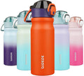 BJPKPK Insulated Water Bottle 18oz Stainless Steel Water Bottles with Straw and Carry Handle Double Wall Metal Thermal Flask,Orange