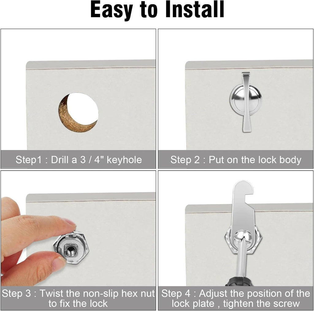 Thumb Cam Locks 2PCS Keyless Non-Locking Locks 5PCS Fits on Camper, Vehicles, Files Drawers (1-3/8 Inch 2Pcs)