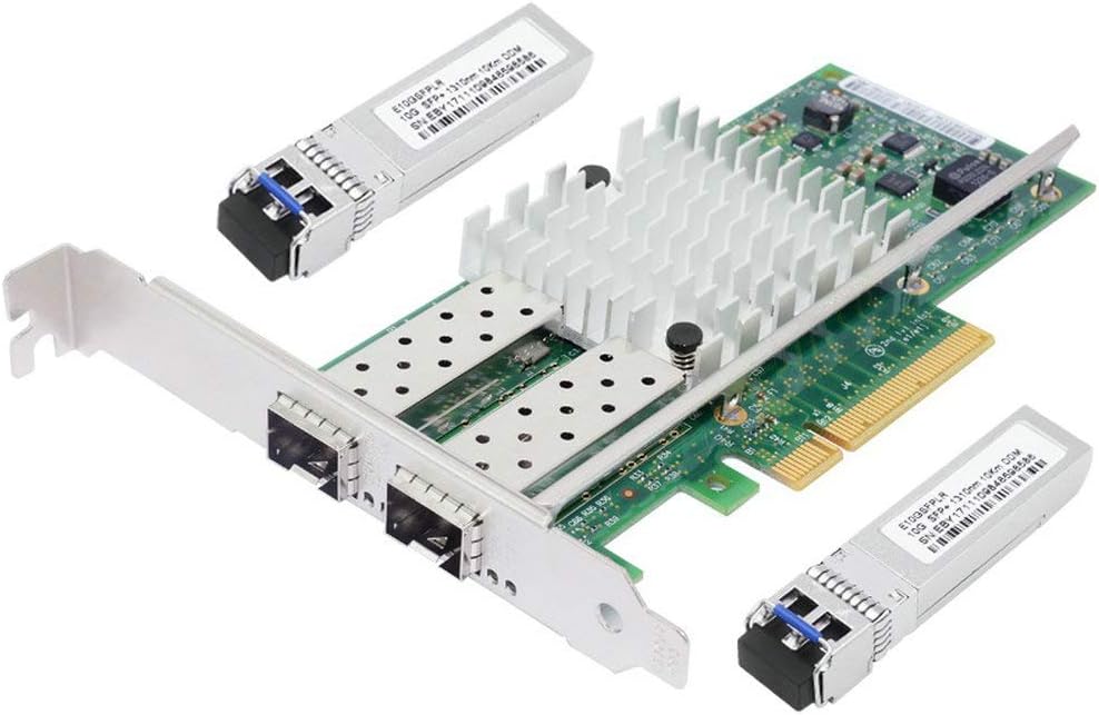 with Intel 82599 Chipset X520-DA2 10G PCI-E X8 Ethernet Server Adapter NIC with 2 SFP+ LR Module