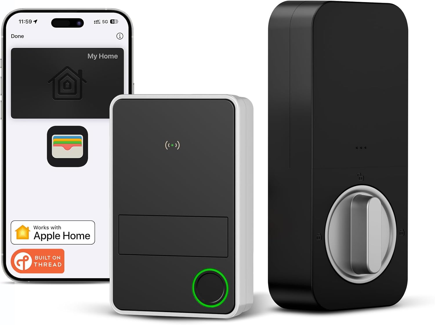 X3 Apple Home Key Door Lock Deadbolt, iOS ONLY, Smart Keyless Entry Door Lock with Fingerprint, Works with HomeKit Over Thread (Border Router), Voice/App/Remote Control, IP65 Weatherproof, Silver