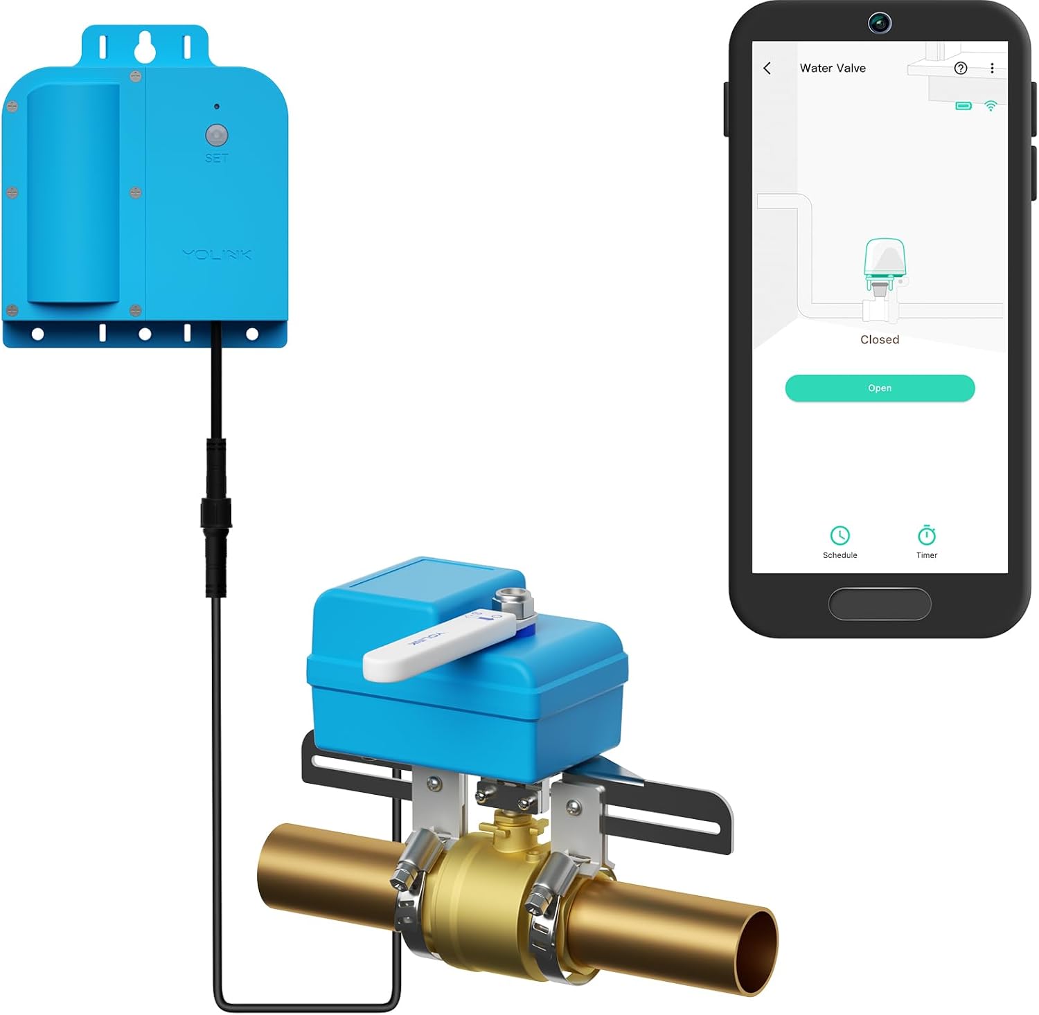 YoLink X3 Version Smart Water Valve Controller, with Valve Operator, Easy No-Plumber DIY Installation, Remote Control, Compatible with Alexa/Google Assistant, IFTTT - YoLink Hub Required