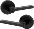 Kwikset Halifax Keyed Storeroom Entry Door Handle with Lock and Key, Secure Keyed Reversible Lever Exterior, Front Entrance and Bedrooms, Matte Black, Pick Resistant SMT Rekey Security and Microban