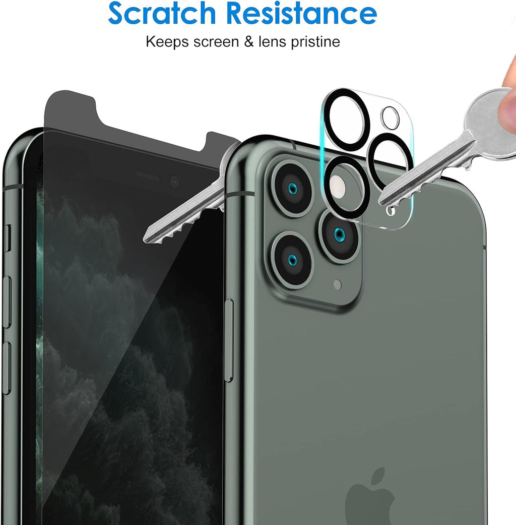 JETech Privacy Screen Protector for iPhone 11 Pro Max 6.5-Inch with Camera Lens Protector, Anti Spy Tempered Glass Film, 2-Pack Each