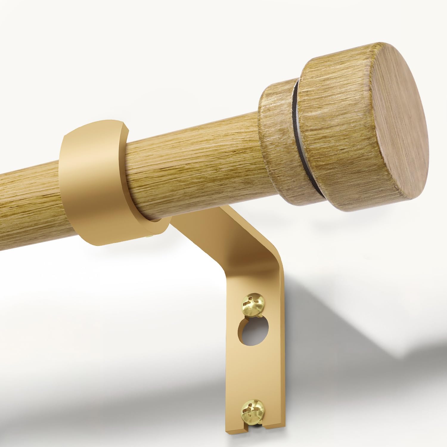 Natural Light Wood Grain Curtain Rods for Windows 28 to 48 Inches 1" Diameter Heavy Duty Window Curtain Rod Adjustable with Solid Finials for Living Room Bedroom Kitchen Farmhouse Outdoor