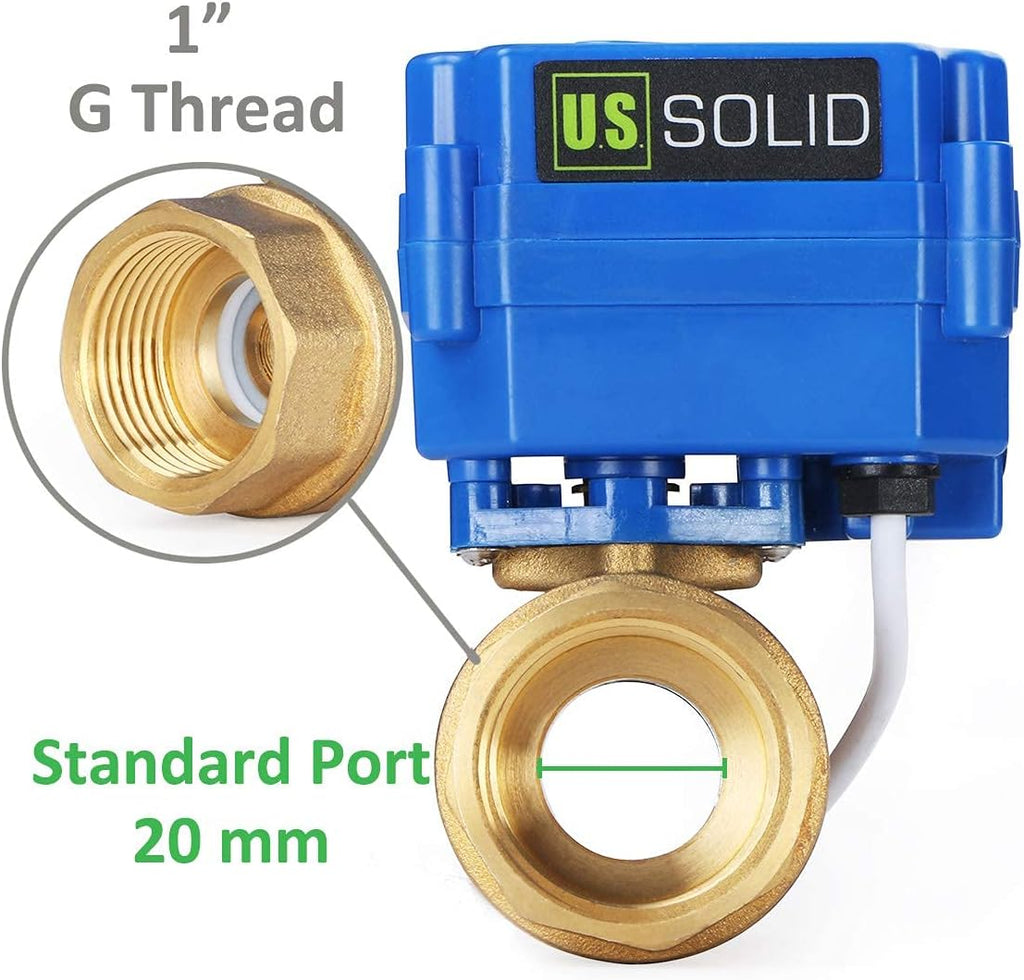 U.S. Solid 1" Motorized Ball Valve 85-265V AC Brass Electrical Ball Valve, 2 Wire Auto Return Setup Normally Closed
