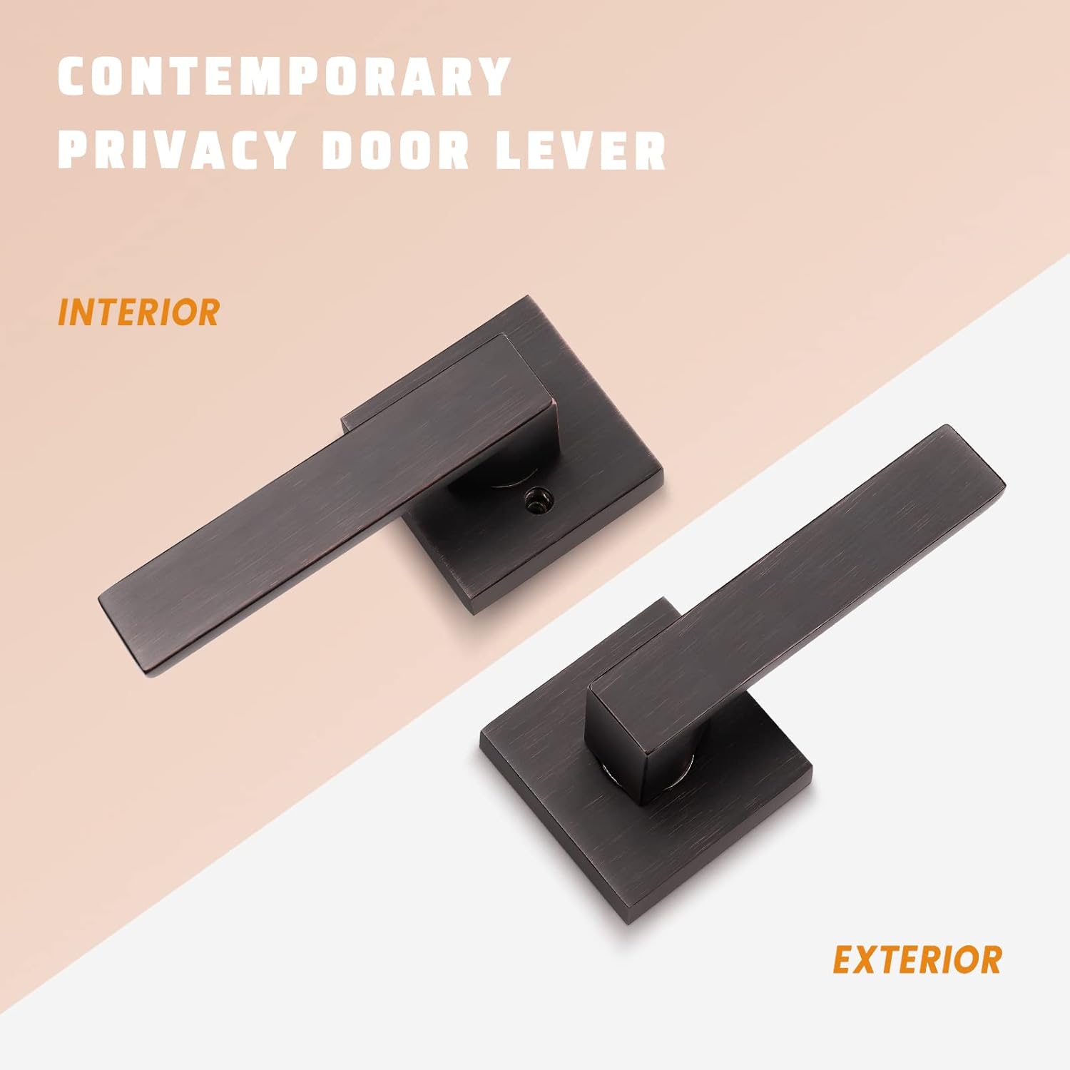 KNOBWELL 8 Pack Passage Door Handle Interior, Oil Rubbed Bronze Door Handles for Closet/Hallway Without Lock, Pull Only Square Door Knob with Levers