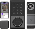 Wireless Video Doorbell w/ Smart Lock Set - Incl. Chime, Dual Cameras, 5MP 3K QHD, 2'' Screen & 32GB eMMC, Motion Detection & Real-time Alert, 2-way Audio, Door Bell and Keyless Entry Front Door Lock