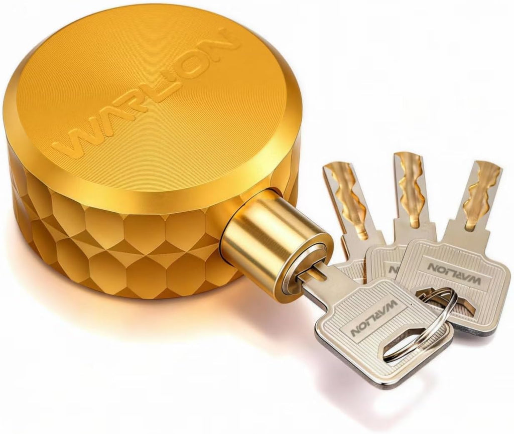 WARLION Solid Aluminum Hidden Shackle Lock, Heavy Duty Trailer Lock with 4 Keys, Push Core, Stainless Steel Latch, for Trailers, Shipping Containers, Trucks, Vans, Warehouses