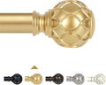 Gold Adjustable Curtain Rods for Windows:18-60 Inch Farmhouse Heavy Duty Curtain Rod for Bedroom Living Room,Boho Decorative Rustic Drapery Rods with Vintage Coastal Texture Finial,Brass Gold