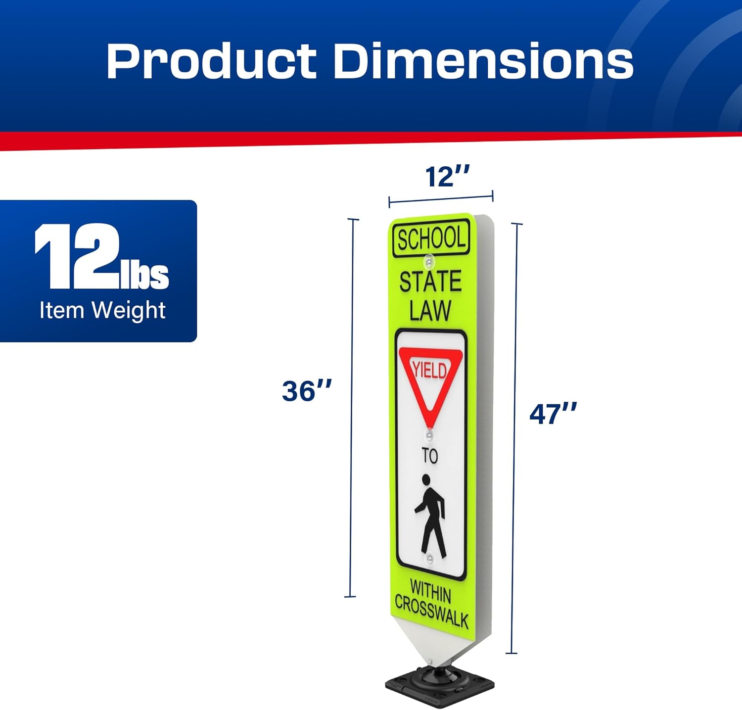 Impact Recovery - In-Street Pedestrian Crossing Signs - Street Sign - Road Sign - Pedestrian Safety Signs - School Yield with Surface Mount Base