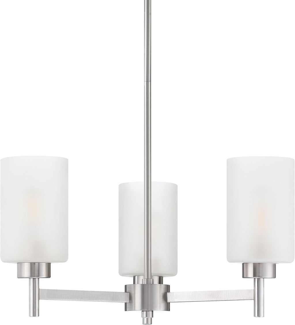 Doraimi Lighting 3 Light Chandelier Frosted Glass Shade Classic Style Ceiling Pendant Light Fixture Brushed Nickel Finish for Meeting Room Dining Room Over Table Living Room