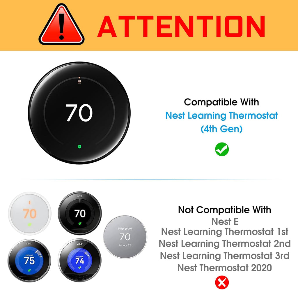CaseBot Wall Plate Cover Compatible with Google Nest Learning Thermostat (4th Gen), Practical Nest Thermostat Trim Kit, with Temperature Sensor Holder, Easy Installation (White)