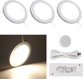 VST Under Cabinet Mini Panel Lighting 3PCS 3.94inch 12V 2.5W(Total 7.5W) with Wireless Dimmer Switch, Surface Mount Puck Light for Kitchen Van Truck Car Galley Downlight (Round White4000K)