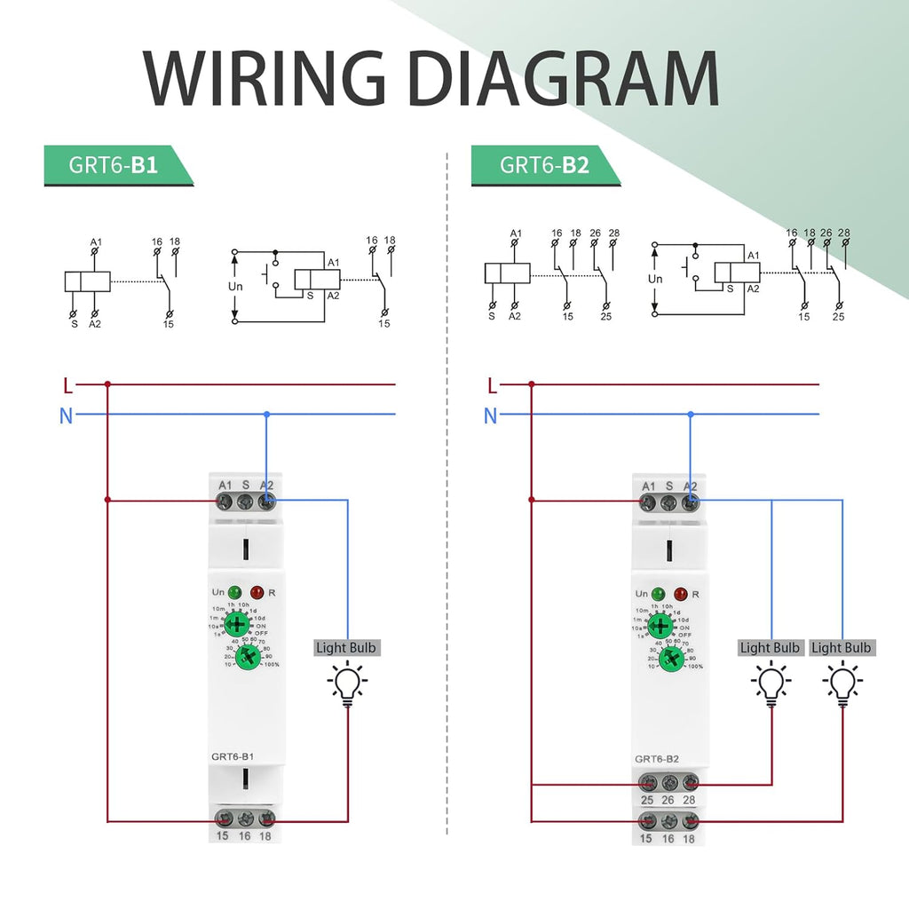 Time Relay Delay Turn Off 10A Adjustable Smart Relay Electronic Timer in Din Rail, 0.1s-10 Days Wide Range Delay Factory Automation Time Universal Voltage GRT6-B1 AC 230V
