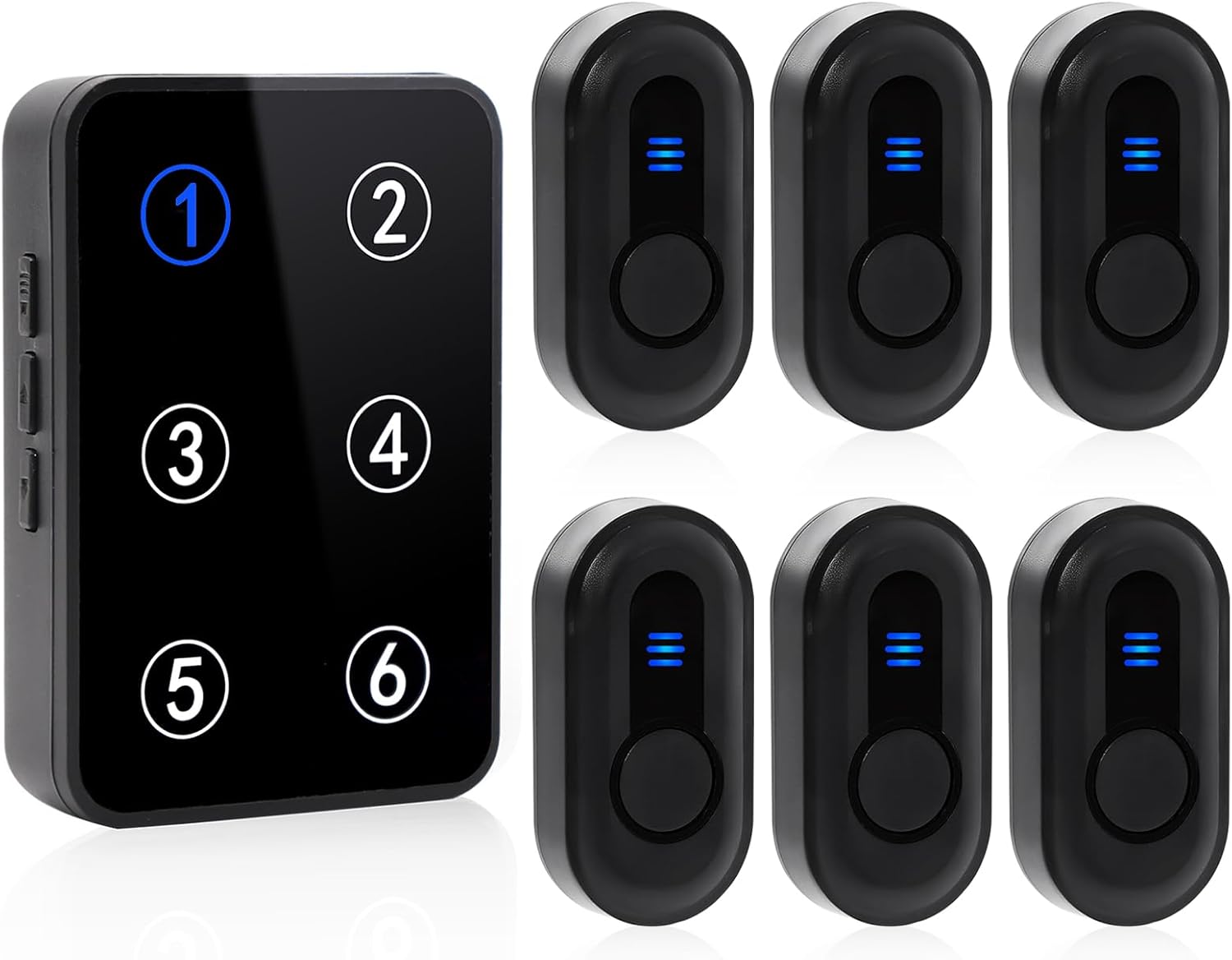Wireless Caregiver Pager Call Button Nurse Call System 500Ft Range with LED Number Display for Elderly/Patient/Disabled at Home/Hospital/Clinic(6 Waterproof Call Button & 1 Receiver)