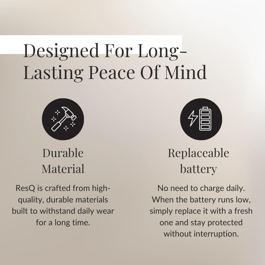 ResQ Jewelry, Shakti Smart Bluetooth Safety Necklace, Discreet Wearable Safety Device - GPS Location Tracking, Audio Recording, One Touch Activation