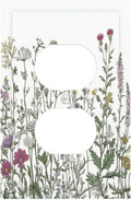 Vintage Herbs Wildflowers Plant Floral Outlet Covers 1 Gang Duplex Light Switch Cover Decorative Switch Plates Electrical Receptacle Faceplate Wall Plate For Bed Room Home Decor