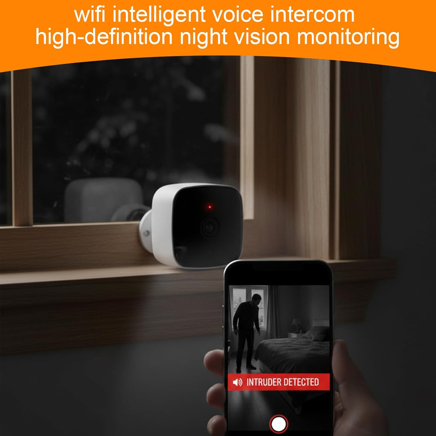 Saker Smart 2K Window Security Camera,2K Dome Security Camera for Indoor Use, 3MP Ultra-Clear Picture with Enhanced Color Night Vision, Wireless Stick-On Installation (with 64GB TF Card)