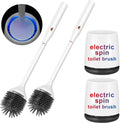 Electric Toilet Bowl Brush,Silicone Toilet Brush,Toilet Bowl Brush and Holder Set with Ventilated Holder,Toilet Brush, Floor Standing, Wall Mounted Without Drilling，Rechargeable 2packs