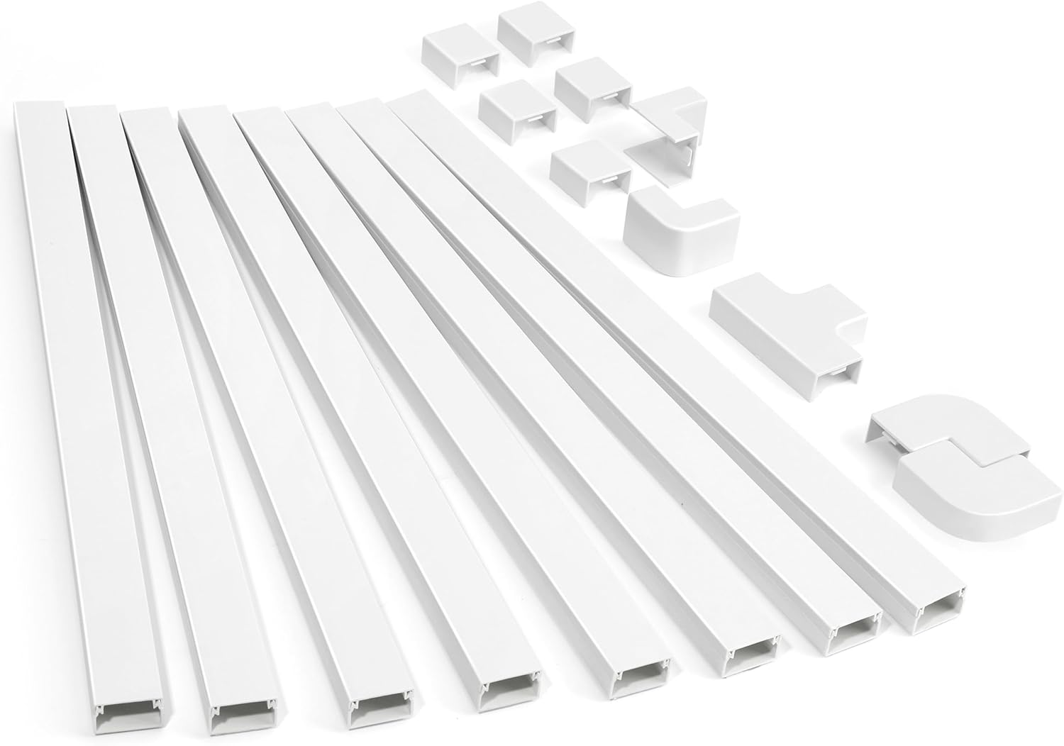 126in Cord Hider Kit, ZhiYo Cord Covers for Wall Mounted TV, Paintable Wire Cover for Cords, TV Cable Hider Wall Kit, Cable Cover Wire Management, White Cord Concealer, 8 x L15.7in W0.95in H0.55in