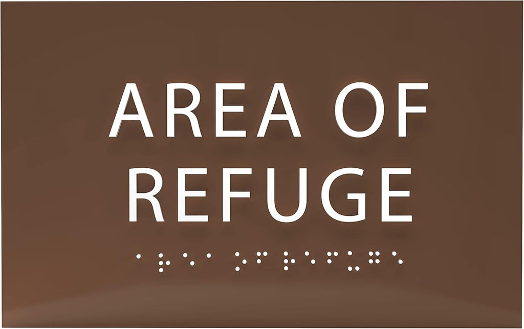 6" X4" Area of Refuge Sign - ADA Compliant Tactile Graphics Grade 2 Braille Text | Wall Mount Plastic Signs for Shopping Malls, Offices, Hotels, Schools, Apartments & Restaurants