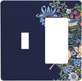 Decorative Outlet Covers Vintage Blue Morris Strawberry Thief Bird Flower 2 Gang 1 Gang Wall Plate Cover Single Toggle Rocker Combo Light Switch Cover Plate Face Plate
