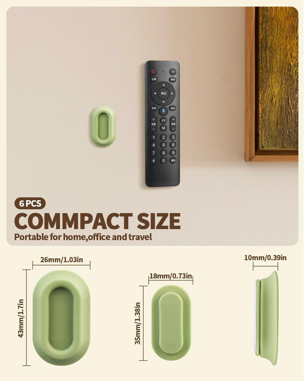 6 Pack Magnetic Remote Control Holder – Upgraded Silicone Magnetic Wall Mount for TV, Fan & Air Conditioner Remotes – Self-Adhesive, No-Drill Remote Control Holder Wall Mount