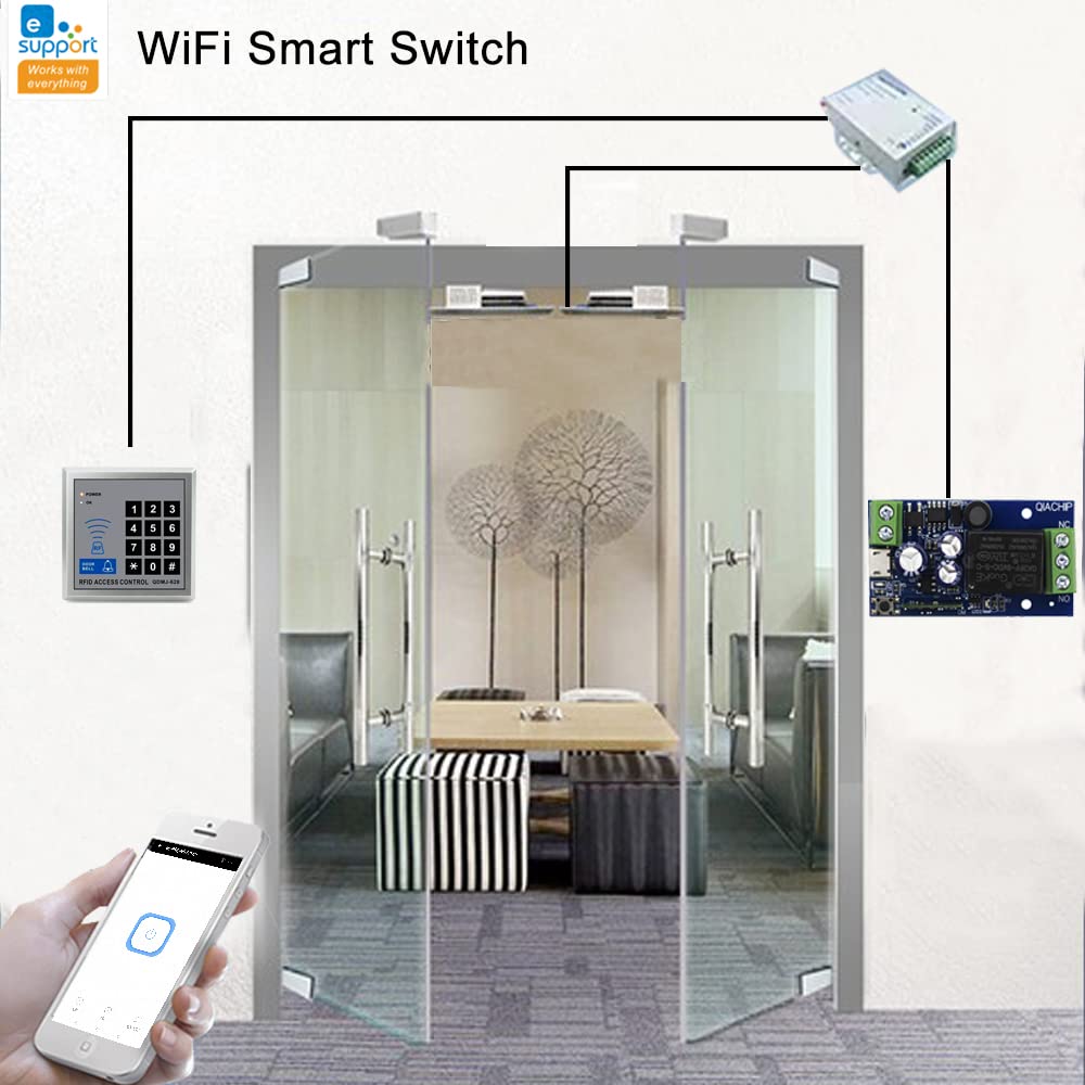 Ewelink WiFi Wireless Smart Relay Module USB 5v 1 Channel Inching Selflock 7V-48V Remote ON Off Power Switch for Access Control, Garage Door,Home Automation, Compatible with Alexa Google Home