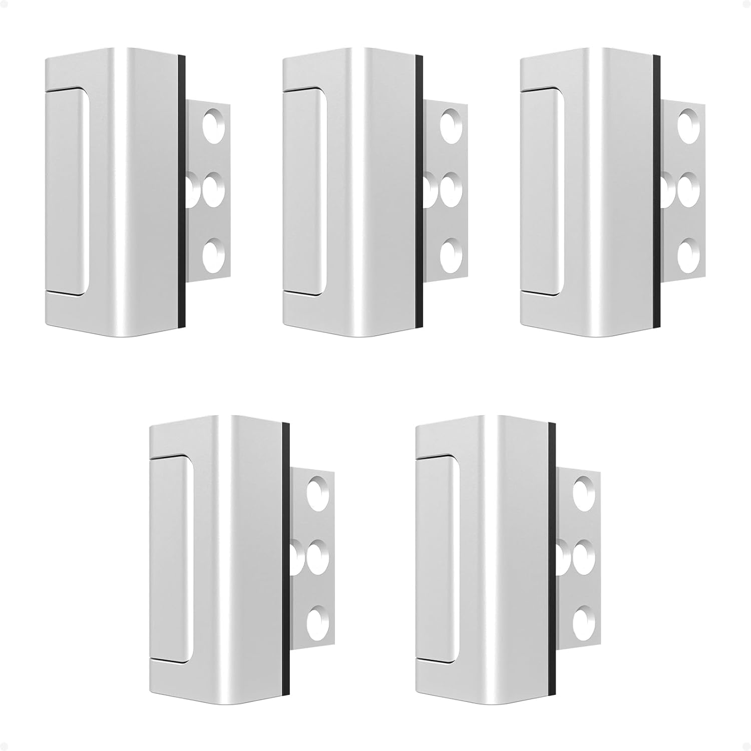 5Pack Home Security Door Reinforcement Lock Childproof, Door Locks for Kids Safety, Door Lock Latch Stopper for Front Door Inside Top of Door, Aluminum Construction Finish