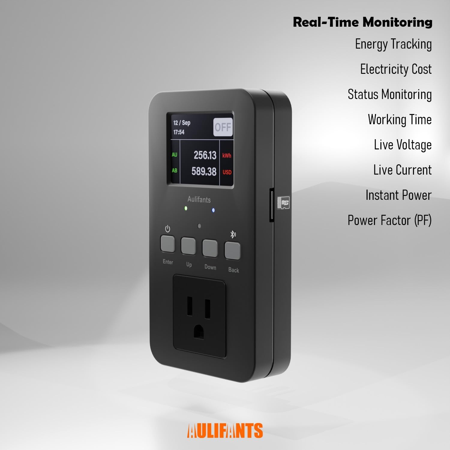 LP405 25A Heavy Duty Smart Plug Meter Sockets Industrial Energy Monitor Trip-Rate Billing, OVP/UVP/OLP Color Screen Magnetic Relay Offline Logging WiFi Tuya/Smart Life for AC/Heaters