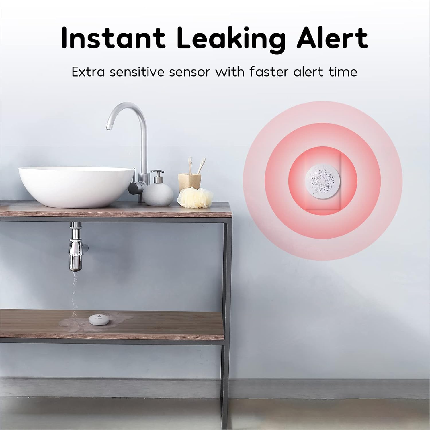 Winees WiFi Water Leak Detector, 3 Pack Water Sensors with 100dB Adjustable Alarm, Leak Alert Email&SMS Notification, 200M Transmission for Basement, Bathroom, Laundry, IFTTT, S1 Plus, 2.4G WiFi Only