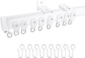 Aluminum Ceiling Curtain Track Set with Hooks Ceiling Mount and Wall Mount Room Divider Sliding Curtain Tracks Rods Flexible Heavy Duty Curtain Rail Hook Sets, White,15FT