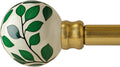 Ceramic c Curtain Rods for Windows 48 to 84 Inches Adjustable Length Heavy Duty 1" Diameter Window Curtain Rod with Modern Green Leaf Pattern Decorative Finials for Bedroom Living Room Kitchen