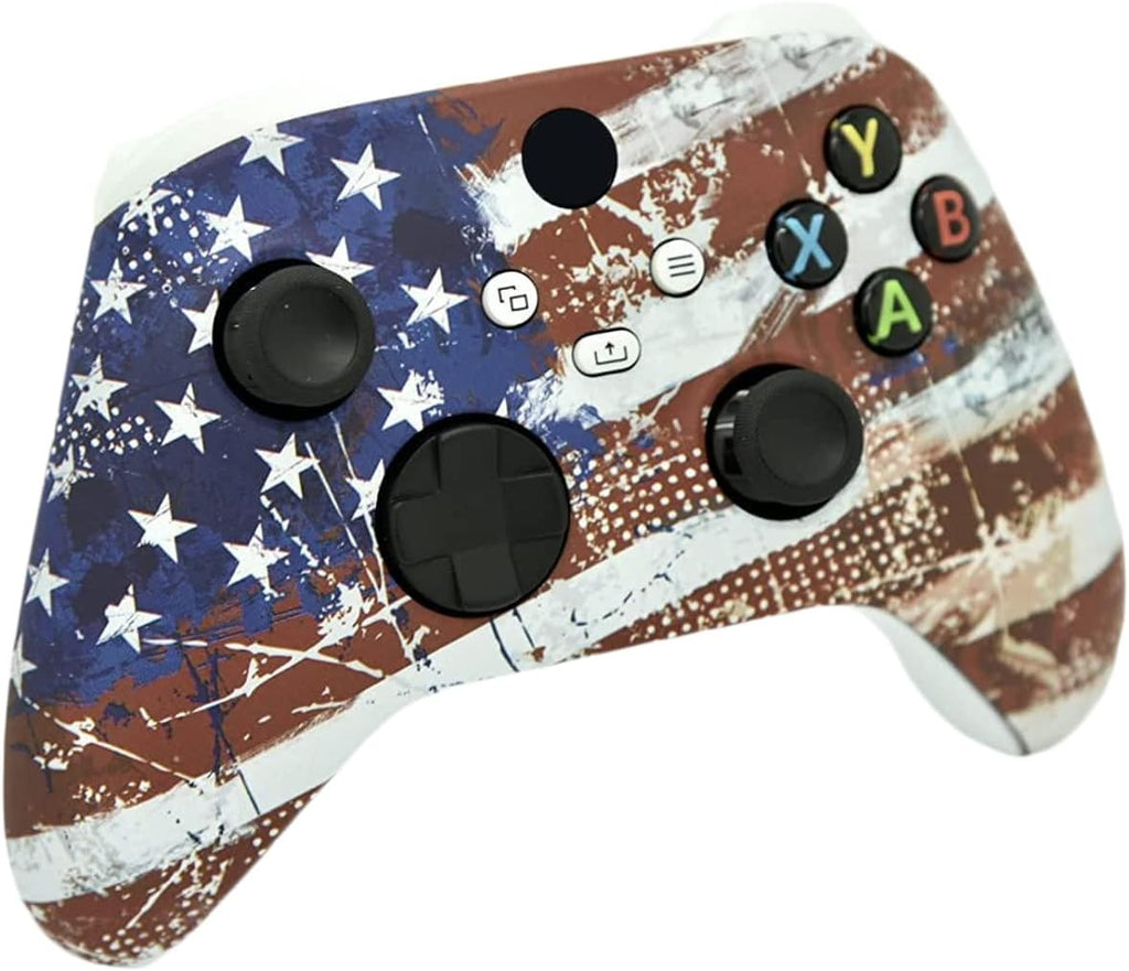 Hand Airbrushed Fade Custom Controller Compatible with Xbox Series X/S & Xbox One (Series X/S U.S Flag/White)